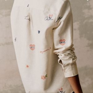 Sezane Tomboy Shirt embroidery wording 36/4
